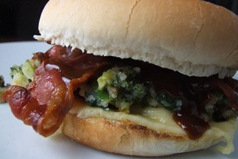 Bacon, cheese and bubble butty