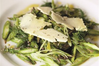 Shaved asparagus and fennel with caerphilly