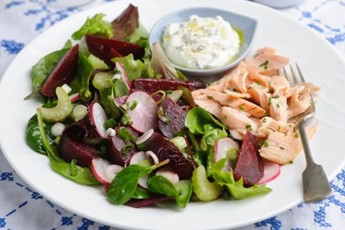 Beetroot and trout salad