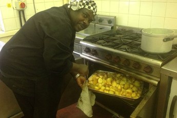 Kenny Kenhide making roast potatoes