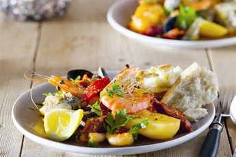 Garlicky prawn, clam and chorizo pot recipe