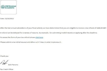 An example of a scam Tax Credits email