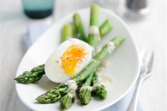 Asparagus with soft egg