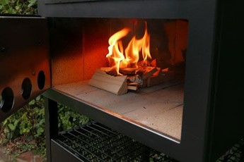 Fire in a wood-fired oven
