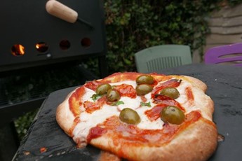 Pizza from a wood-fired oven