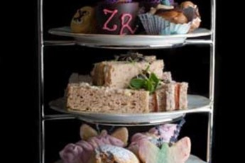 Zandra Rhodes' Iconic Afternoon Tea, which is served at the Mandeville Hotel in London