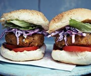 Mile-high chickpea burgers with Indian purple coleslaw recipe