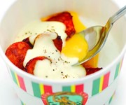 Posh poached eggs in a cup recipe