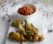 Battered Tenderstem broccoli with salsa rossa recipe